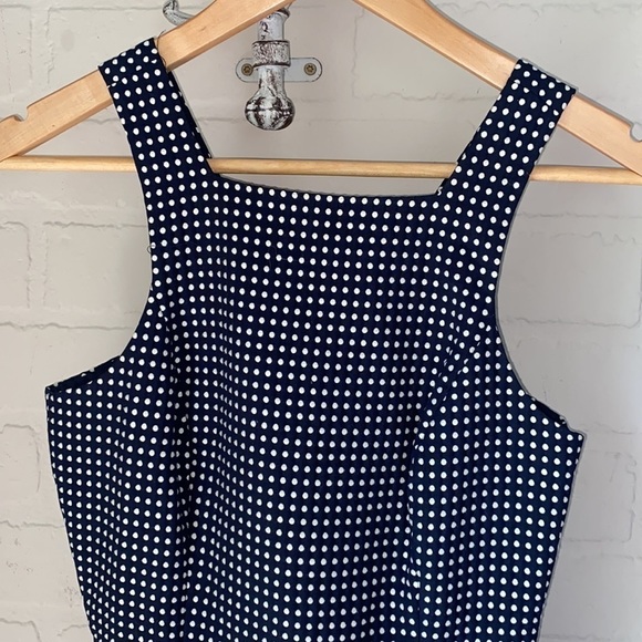 Club Monaco dress polka dot navy blue white‎ cut out back detail - Picture 2 of 5